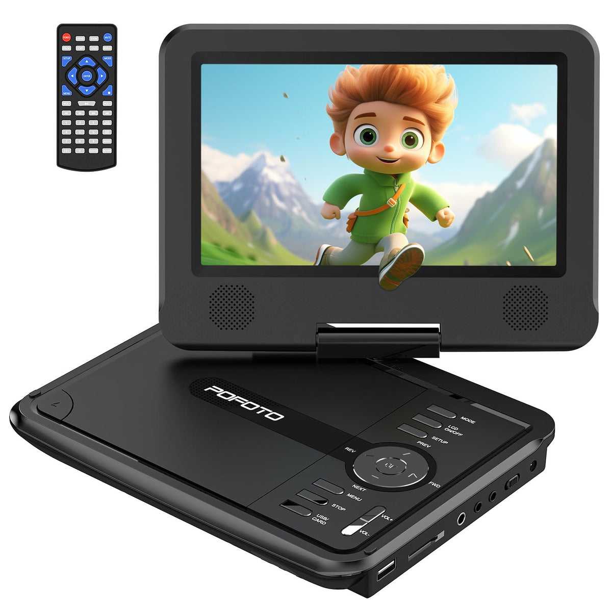 POFOTO 9.5-inch car DVD screen with clear viewing for long trips