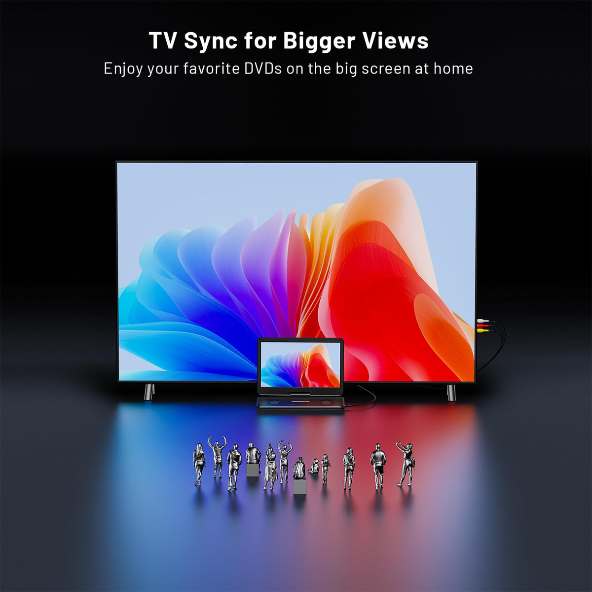 POFOTO AV Out to a larger TV for shared viewing.