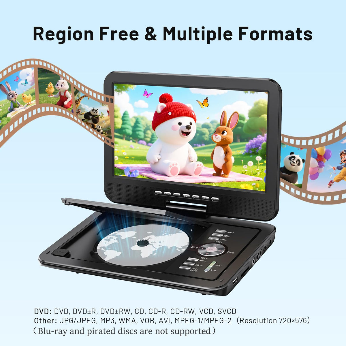POFOTO car headrest mount included for rear-seat entertainment