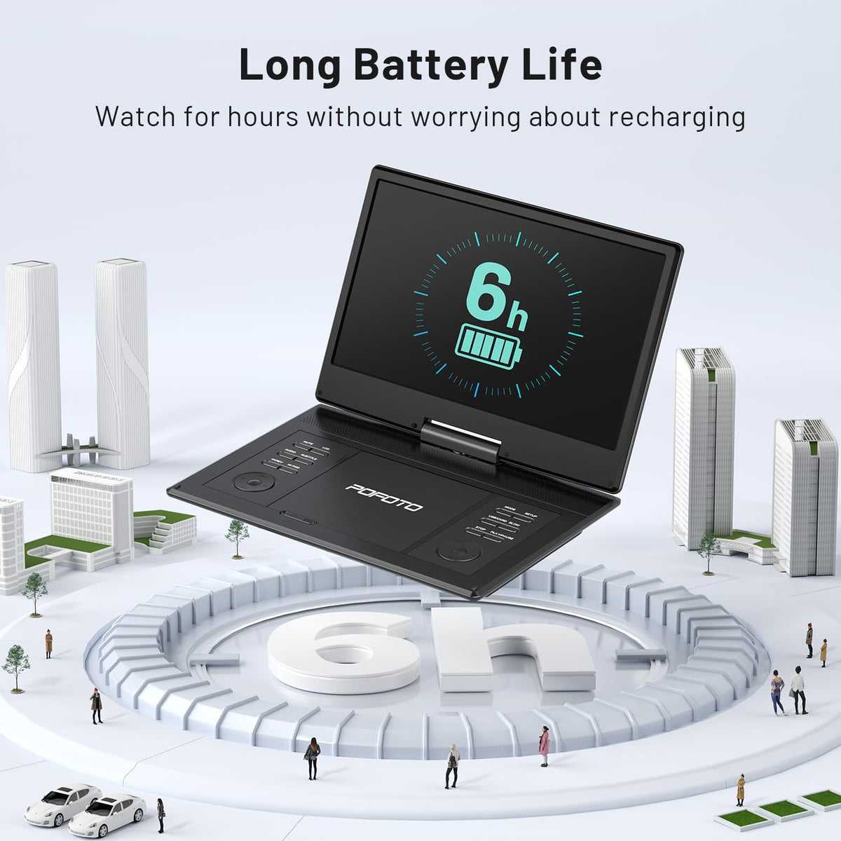 POFOTO 180-degree flip enables comfortable watching from any seat.