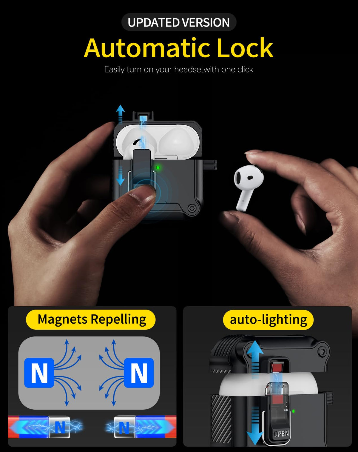 Pohgelan AirPods 4 case features anti-slip texture for secure grip.