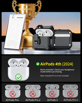 Pohgelan AirPods 4 case automatic lock in action, easy one-handed use.