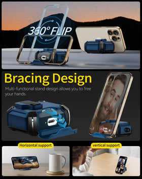 Pohgelan AirPods 4 case blue with magnetic lock in action for secure storage.