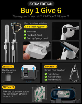 Pohgelan AirPods 4 case includes cleaning kit and extras.