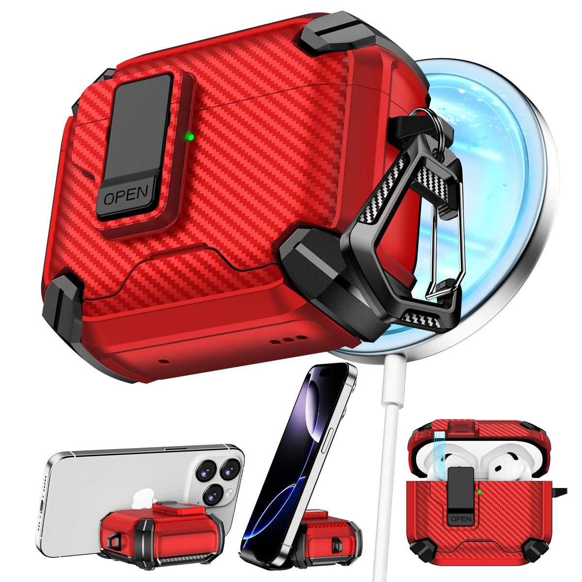 Pohgelan AirPods 4 case with magnetic lock for secure protection on the go