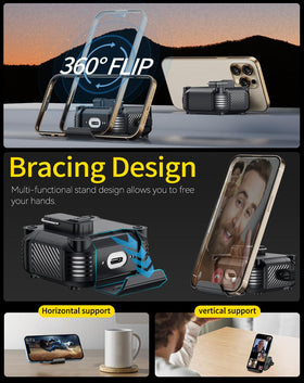 Pohgelan AirPods 4 case stand function enables hands-free viewing.