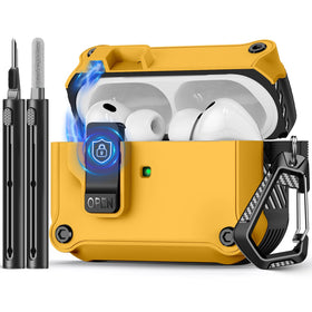 Pohgelan AirPods Pro 3 yellow case front view shows bold protection and style.