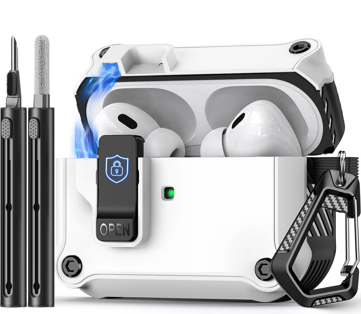 Pohgelan AirPods Pro case front view showing sleek protection.