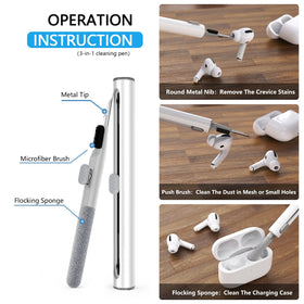 Pohgelan AirPods Pro case with included keychain and cleaning pen.