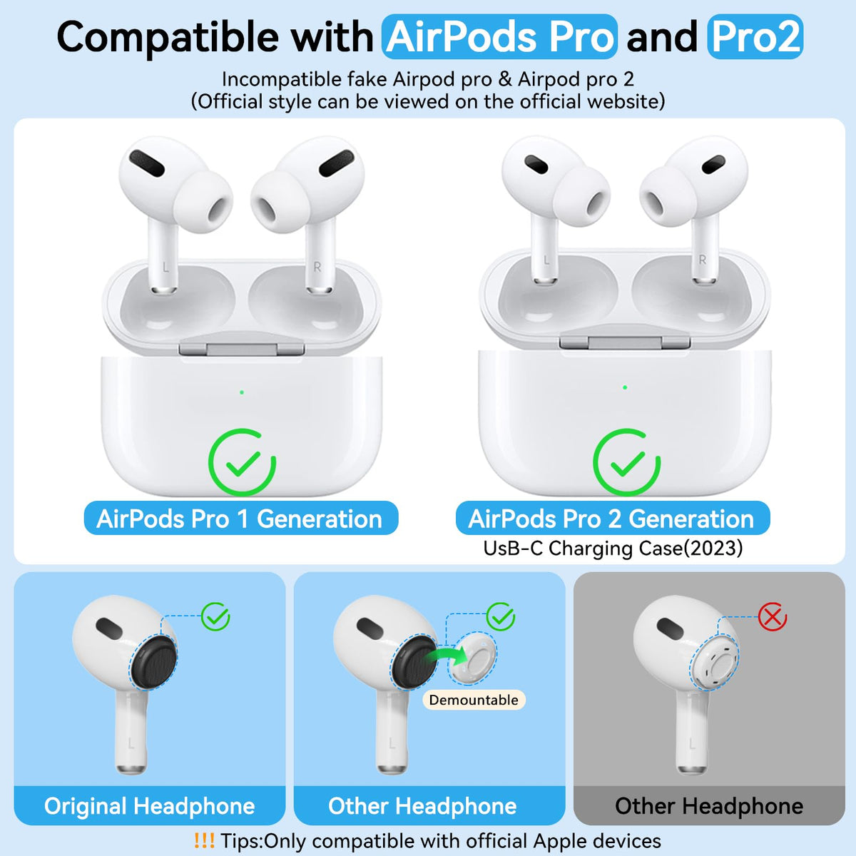 Pohgelan ear tips with built in dust guard screen stay secure during workouts