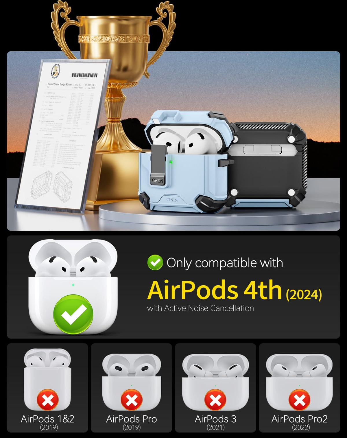 Pohgelan AirPods 4 case lock mechanism shows secure magnetic lock.