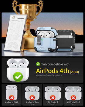 Pohgelan AirPods 4 case lock mechanism shows secure magnetic lock.