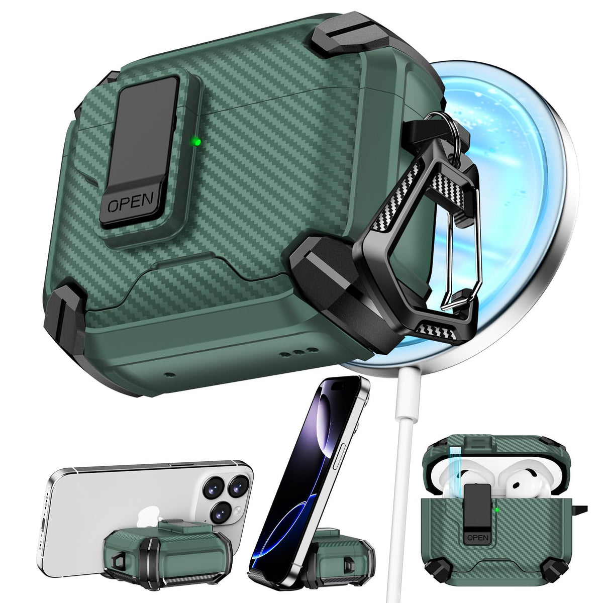 Pohgelan AirPods 4 case with magnetic lock secures your earbuds on the go.