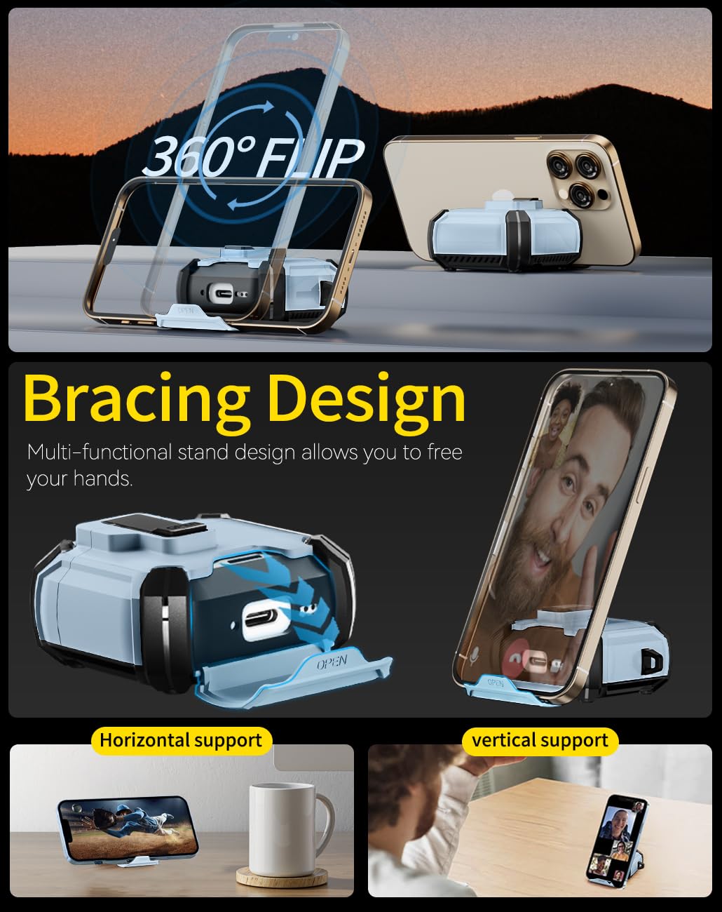 Pohgelan automatic snap lock enables one-handed access.