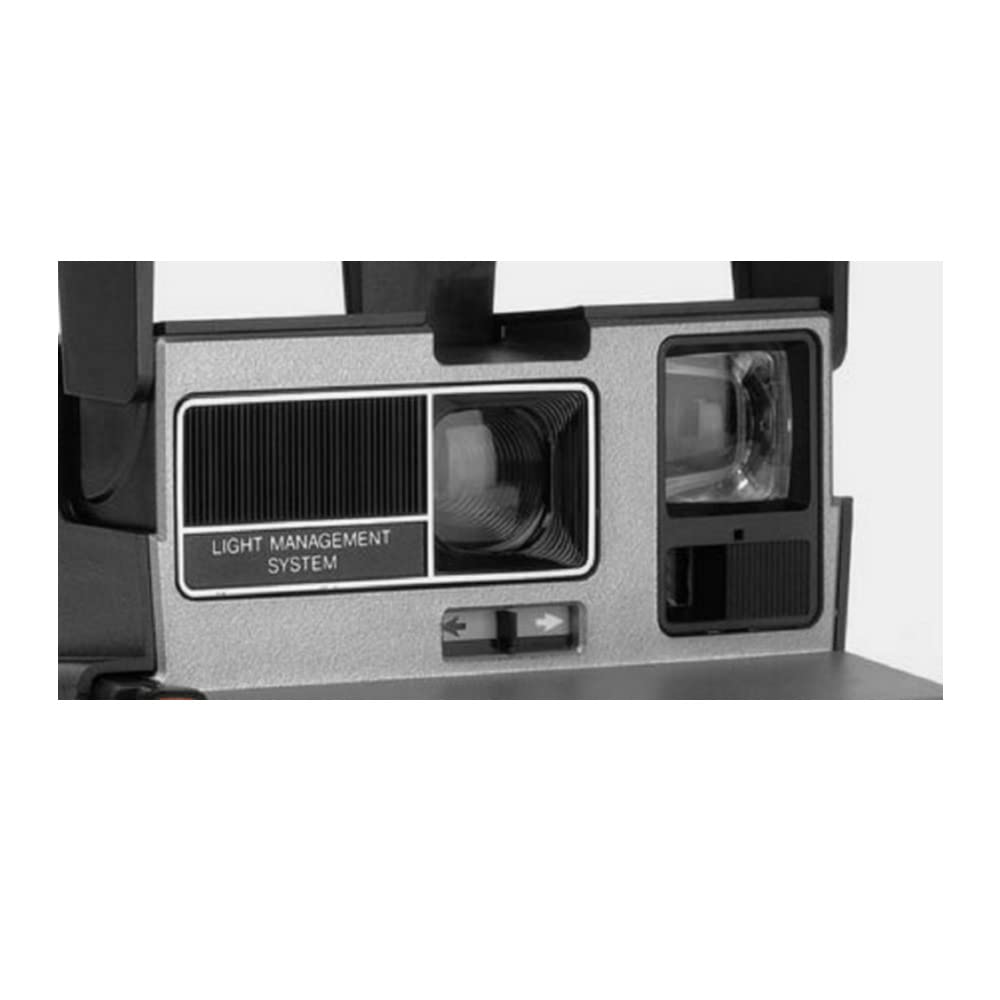 Polaroid 600 Sun600 LMS back view with neck strap for easy carrying.