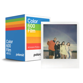 Polaroid Color Film 600 Pack box shows bulk packaging for 40 photos.