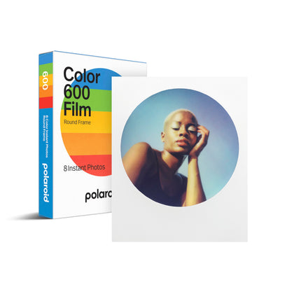 Polaroid 600 Round Frame film pack delivering vibrant, nostalgic photos.