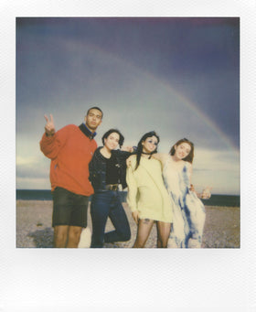 Developing process with Polaroid color film producing photos in minutes.