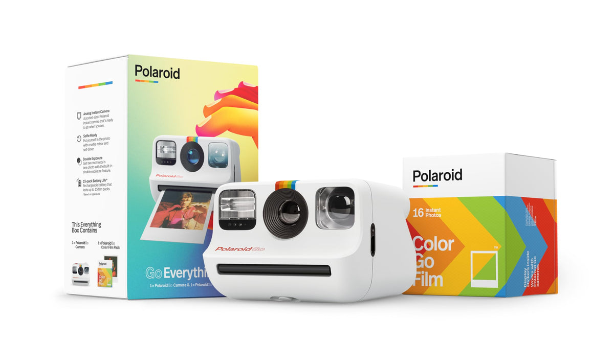 Polaroid Go camera in package for on-the-go instant memories.