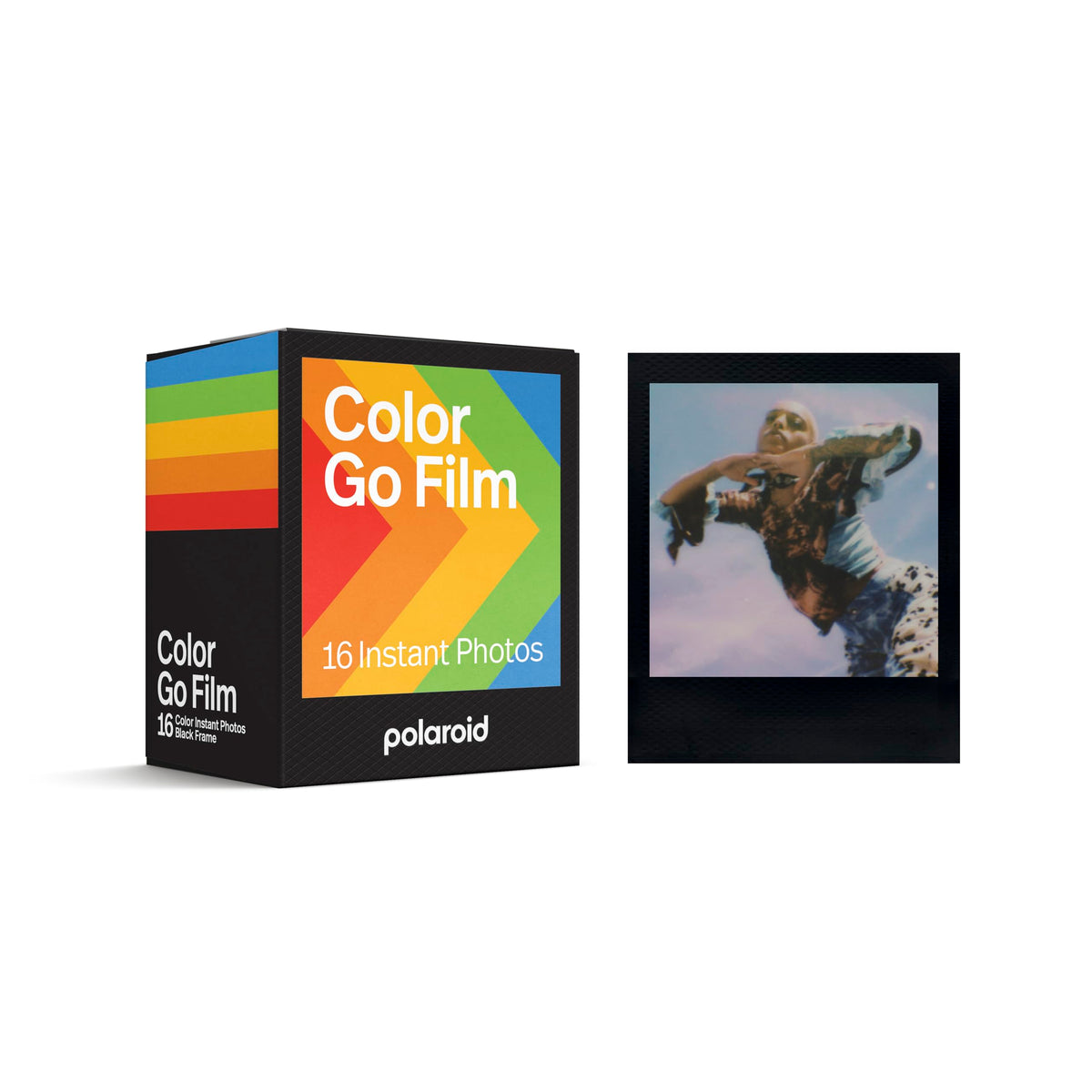 Polaroid Go color film with black frame for bold instant photos on the go