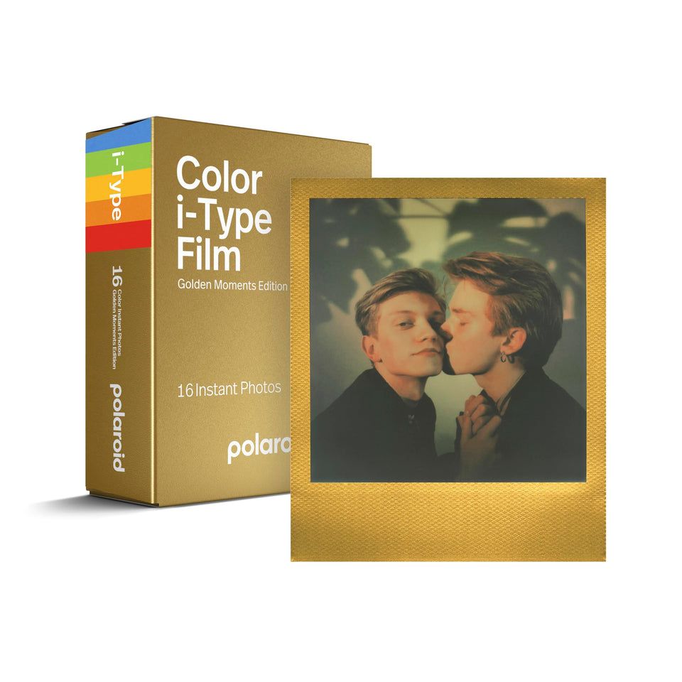Polaroid Golden Moments front pack showing branding and benefits