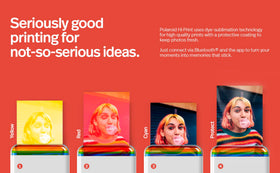 Polaroid Hi-Print uses 30% recycled materials for eco-friendly design.