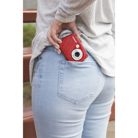 Polaroid IS048 durable vacation camera handles sun and splash on trips.