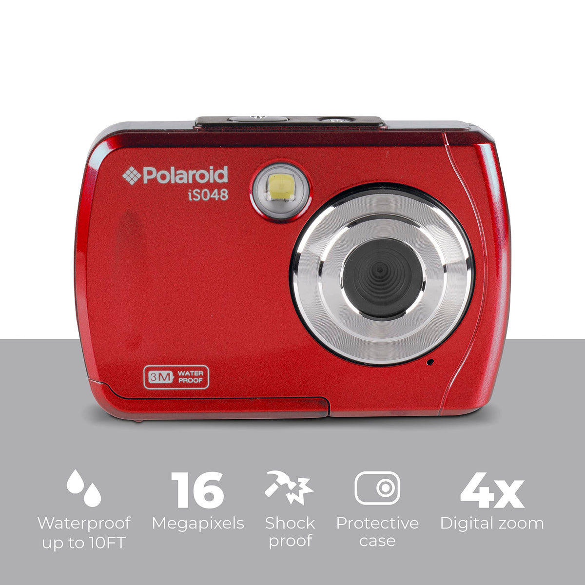 Polaroid IS048 underwater shot demonstrates poolside filming resilience for aquatic memories.