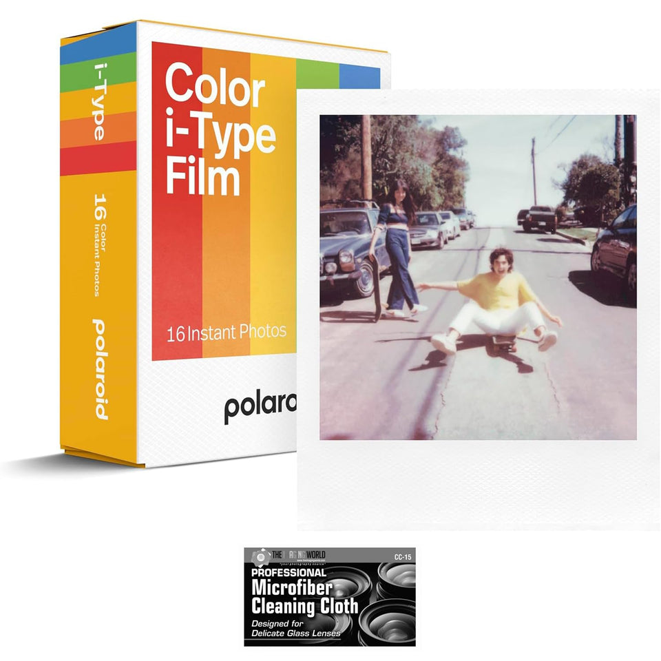 The Imaging World polaroid itype front packaging showing two sealed film packs and contents benefit