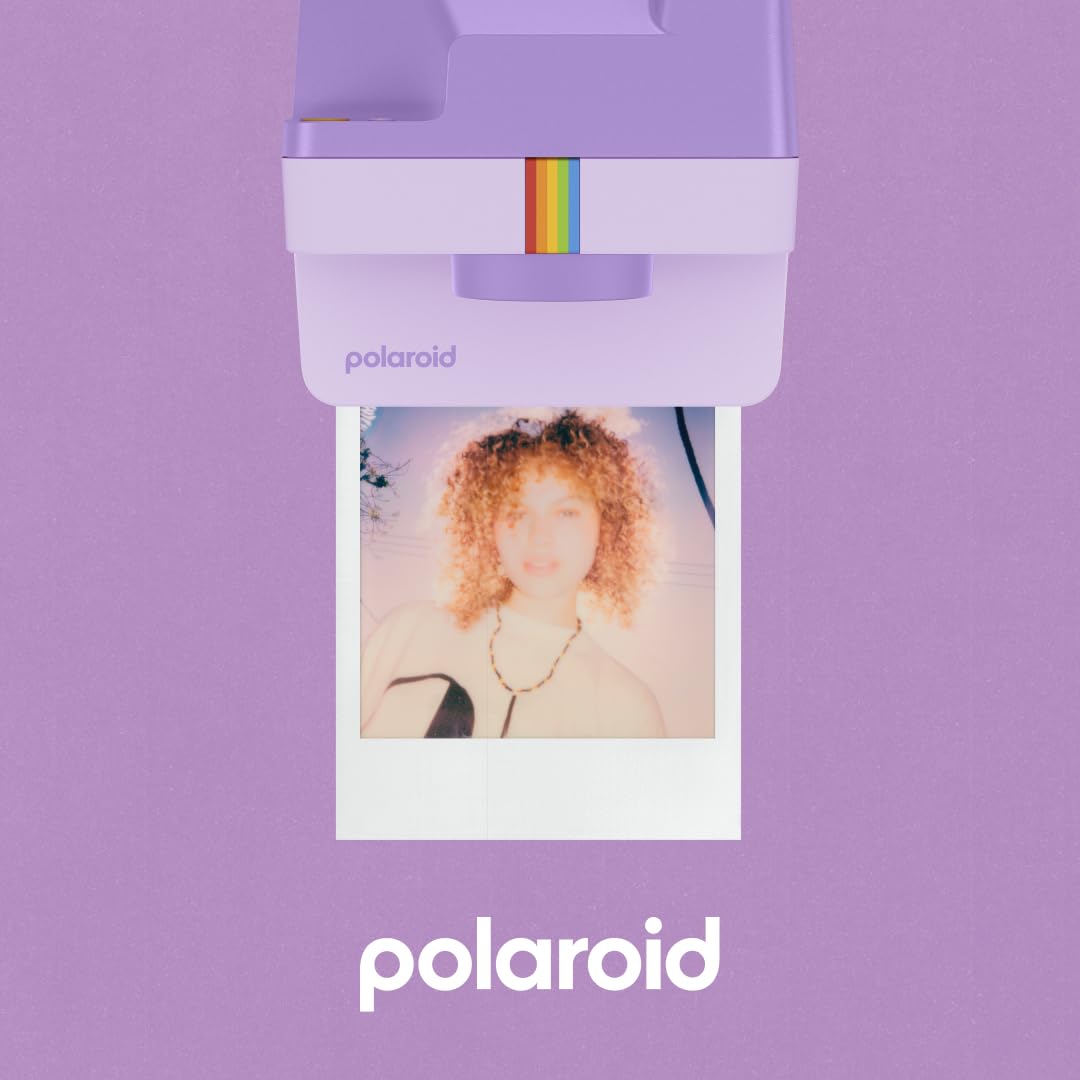 Polaroid Now 2nd Gen Purple close-up lens detail emphasizes autofocus