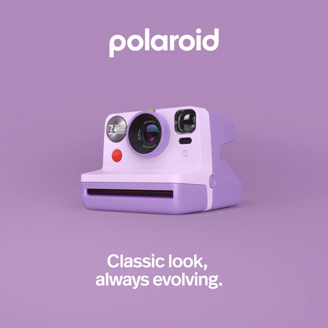 Polaroid Now 2nd Gen Purple side view highlights portability and grip