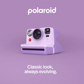 Polaroid Now 2nd Gen Purple side view highlights portability and grip
