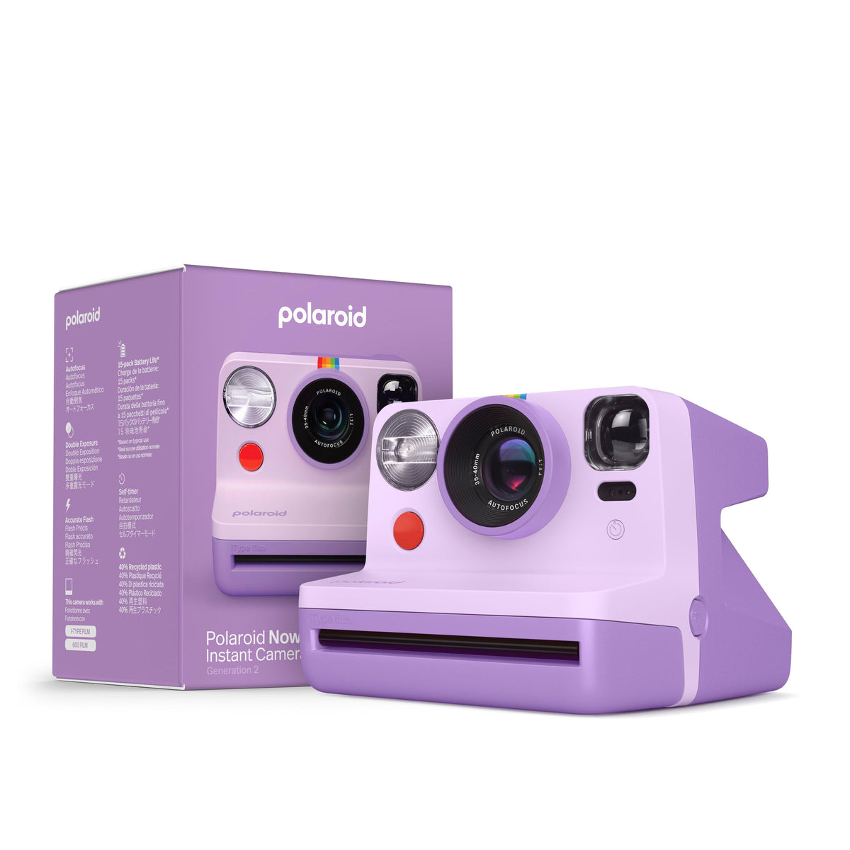 Polaroid Now 2nd Gen Purple USB-C charging for quick power