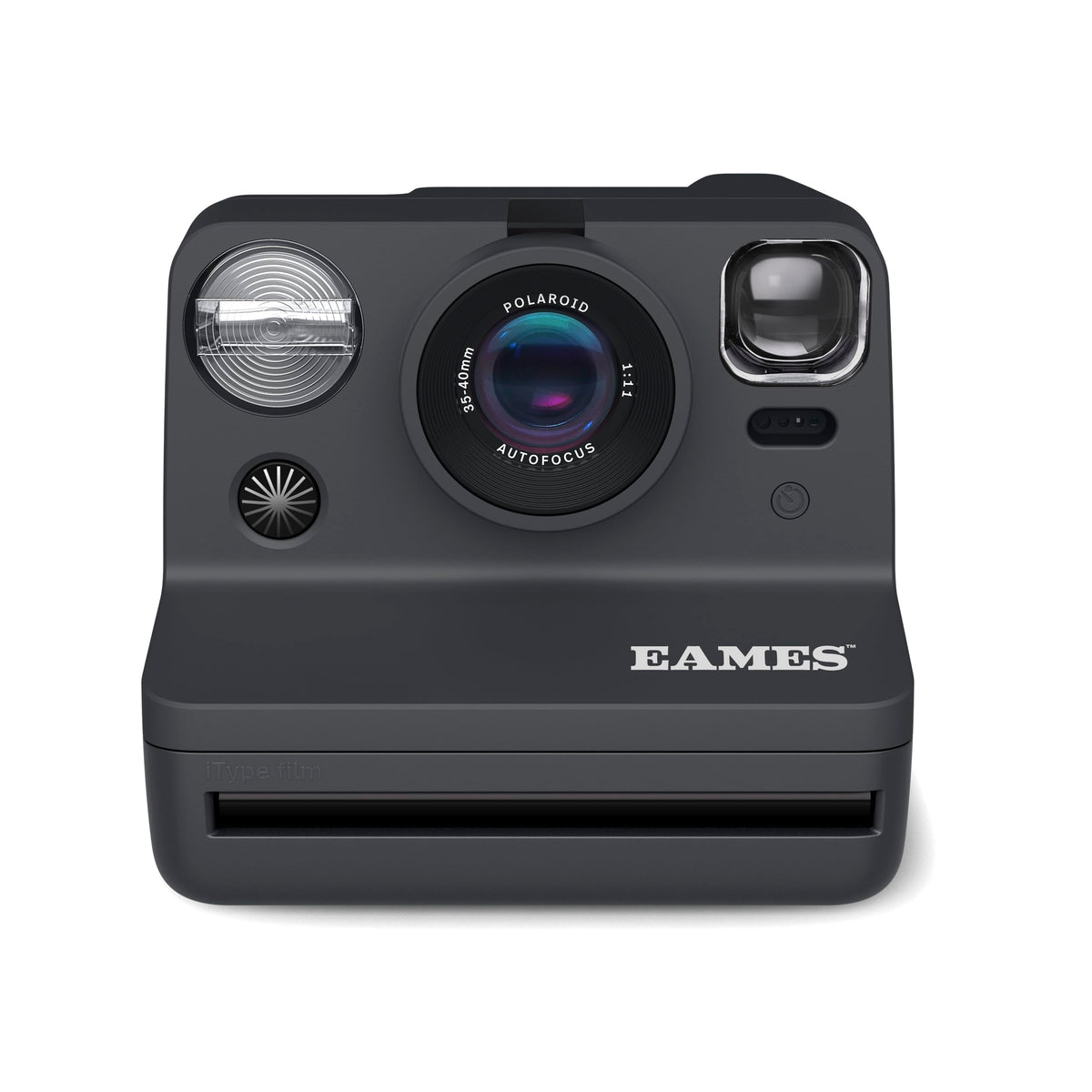 Polaroid Now 2nd Gen Eames front view with Elephant Hide Gray finish.