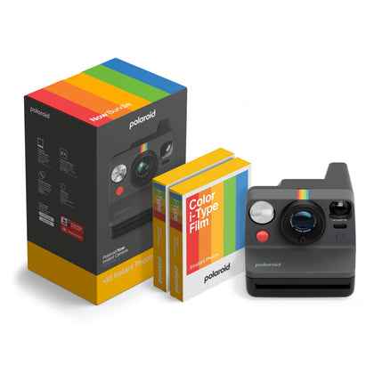 Polaroid Now 3rd Gen Now Black camera front view ready for sharp instant memories