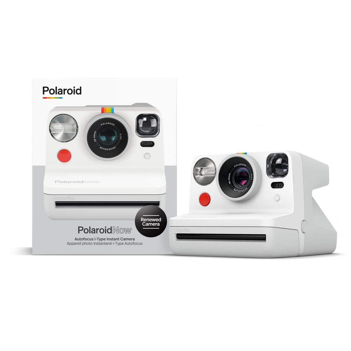 Polaroid Now I-Type white front view for quick, vivid instant photos.