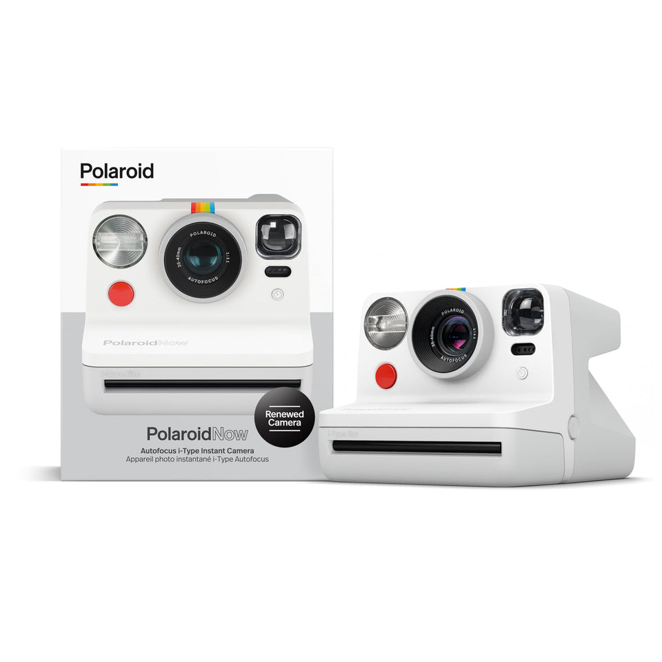 Polaroid Now I-Type white front view for quick, vivid instant photos.