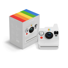 Polaroid Now+ Gen 3 camera in white, front view, blending classic design with modern build.