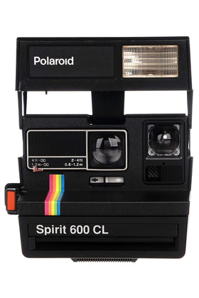 Polaroid Spirit 600CL boxy design in silver finish for retro style and comfortable grip