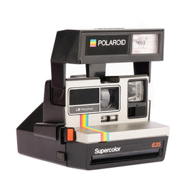 Polaroid Supercolor 635 side profile emphasizes compact vintage body for travel