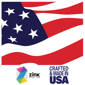Polaroid ZINK paper adhesive-back close-up showing sticky back