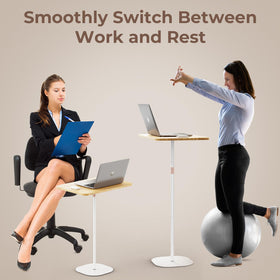 POLESTO height-adjustable stand extended to 18–47 inches for ergonomic use