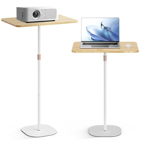 POLESTO laptop floor stand, assembled in white, offering a stable setup for laptops