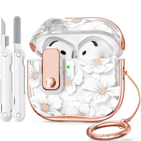 Polislime AirPod 4 case with lock and lily pattern for secure travel