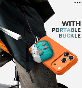 Transparent case guards against dust and splashes.