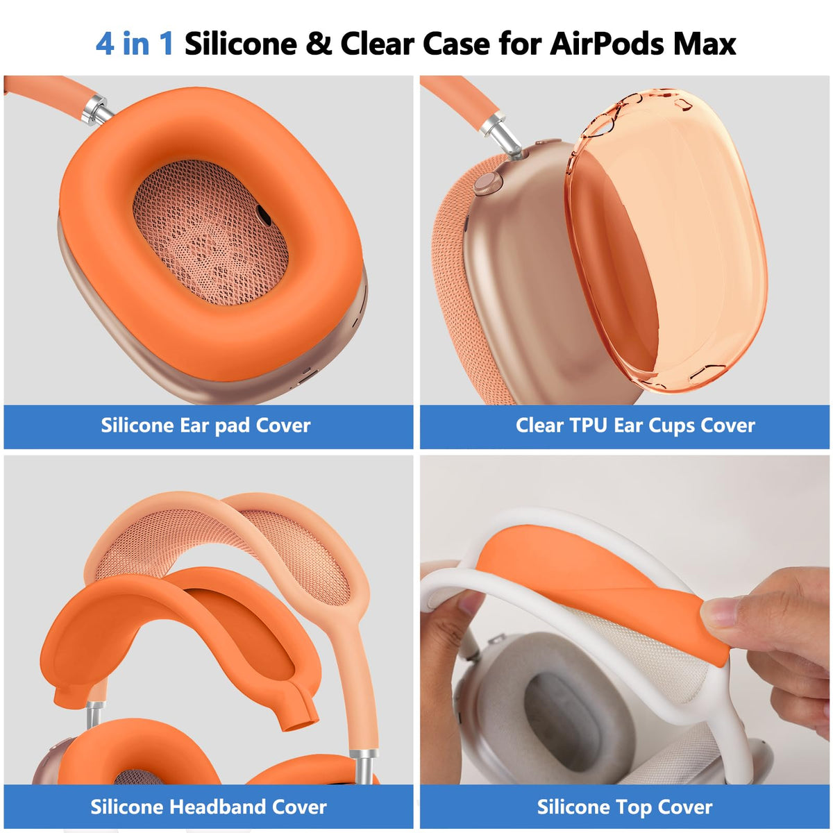 Polislime AirPods Max 2/1 clear ear cups cover emphasizes transparent protection.