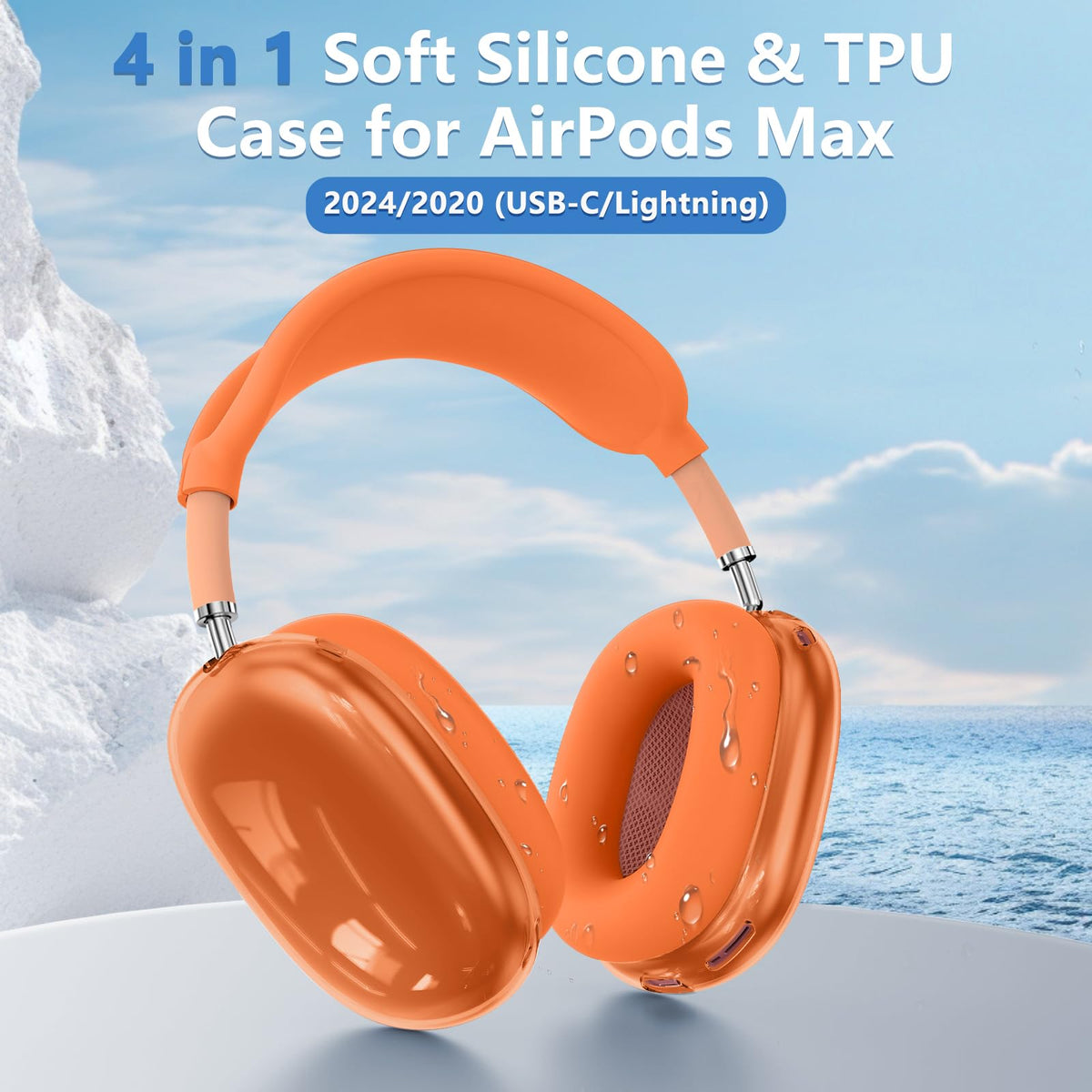 Polislime AirPods Max 2/1 ear pad cover close-up shows soft silicone texture.