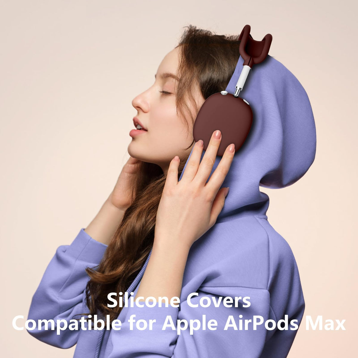 Polislime AirPods Max 2/1 silicone set shown with packaging and color wine red