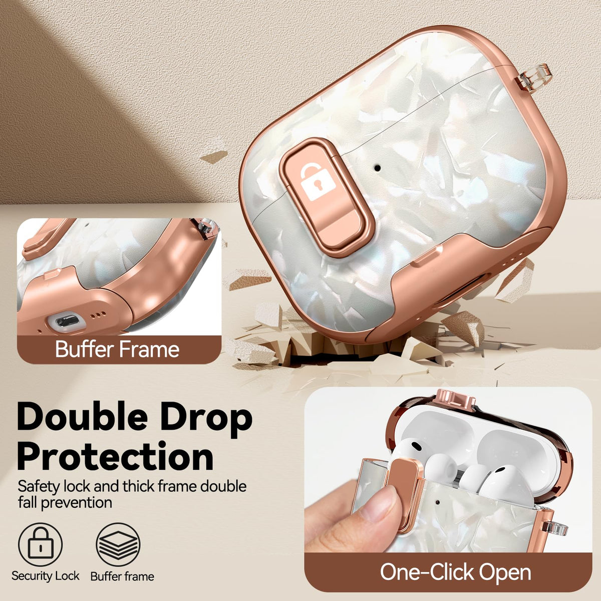 Polislime AirPods Pro 3 case anti-drop lock secures the case during transport.