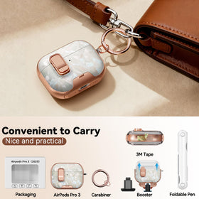 Polislime AirPods Pro 3 case beige luxury pearl finish for stylish daily use.